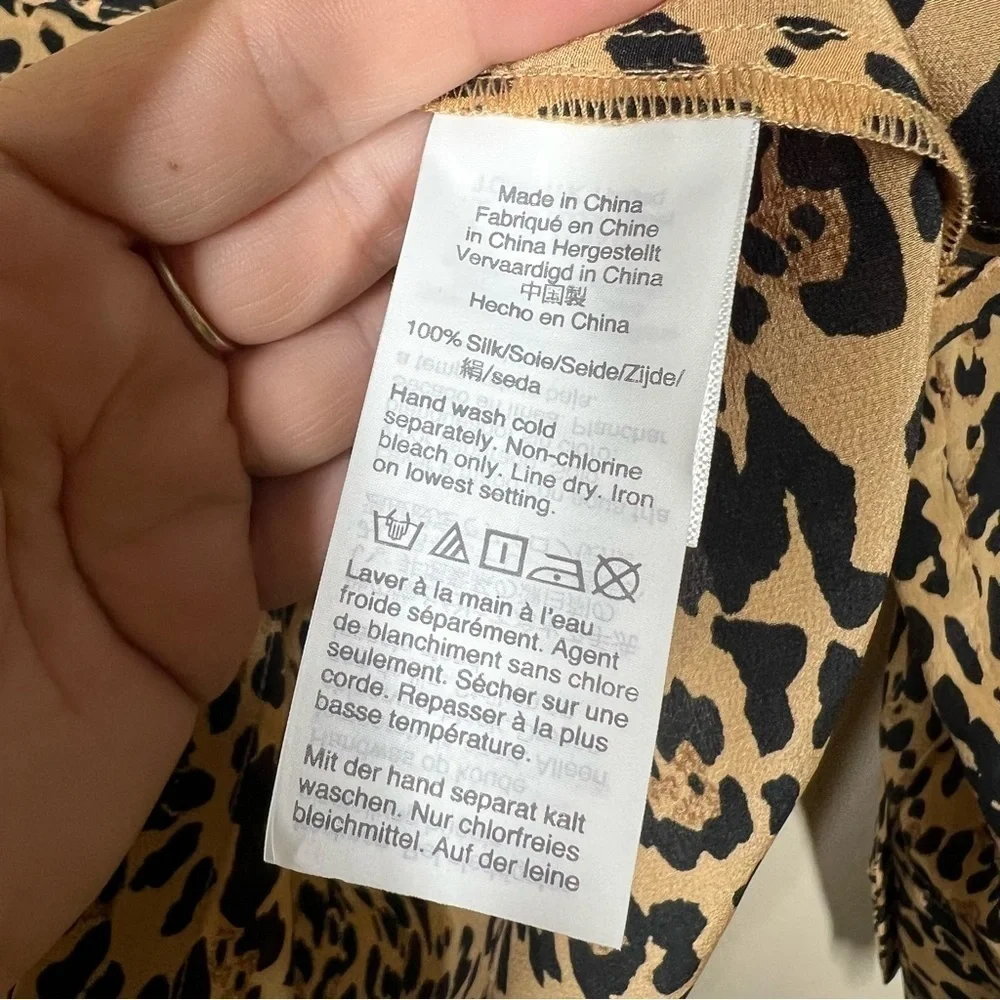 J. crew Womens Collection ruffle-front blouse in leopard-print silk Size 4